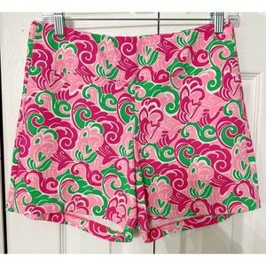Katherine Way Womens Shorts Size Small Pink Green Resort Wear Pull On Stretch